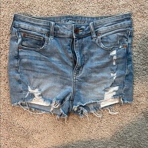 American Eagle Outfitters Blue Distressed Jean Shorts